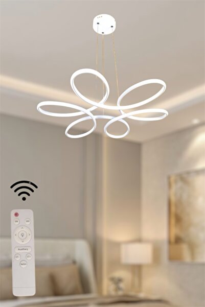 EYSHOP Modern Beyaz Papatya Üç Renk Kumandalı/Dimmerlı Beyaz/Sarı/Günışığı LE...