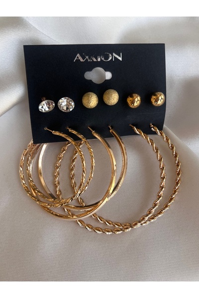 COCOSH TAKI Gold renk çoklu halka küpe seti