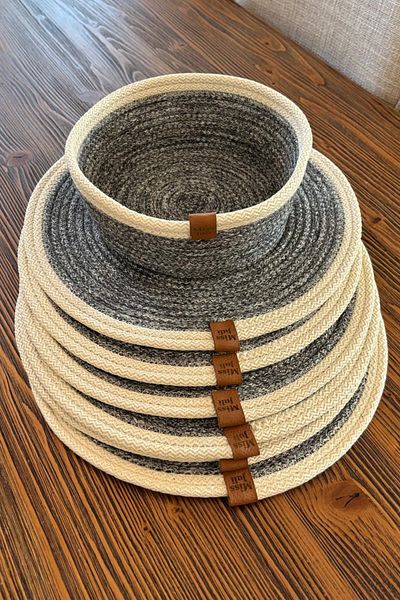 MISS JULİ 6-Piece Wicker Plate Plate - 31 cm American Serving Bread Basket 18 cm