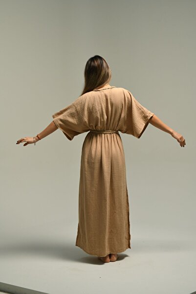 Tfifty Φόρεμα Helen Drawstring V Neck Muslin - Χειροποίητο Πλεκτό