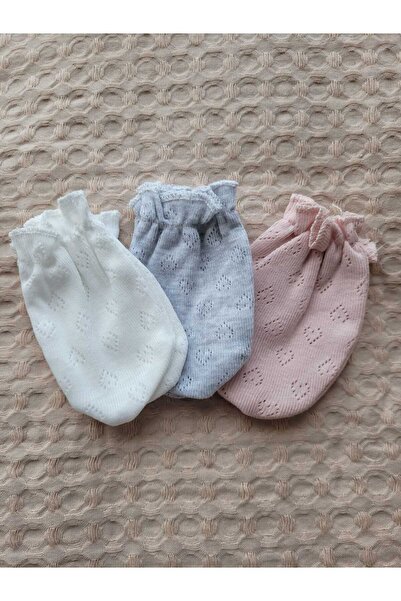 Caramell Organik Kız Bebek Eldiven 3'lü set karışık renkler
