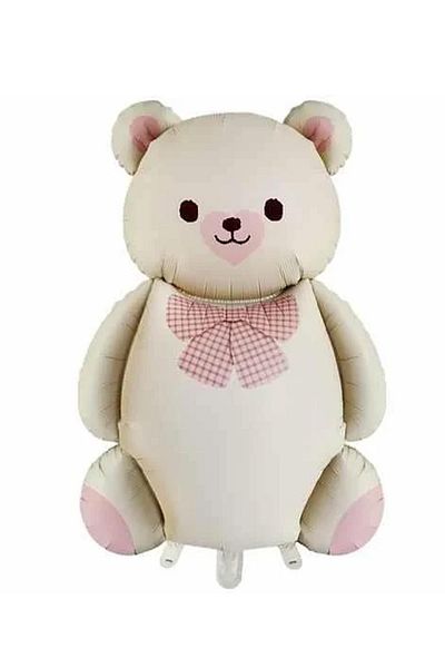 Patladı Gitti Retro Large Beige Bear Foil Balloon Teddy Bear 90-65,5 cm