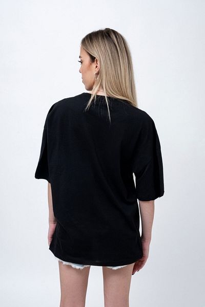 Pisa Art Едноцветна тениска Oversize без принт, черна