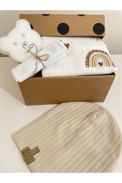MASALBABY Welcome Baby/Newborn Baby Gift Set/Muslin Blanket & Baby Beanie & H...