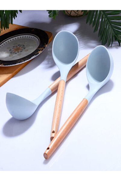 Kosova Bambu Sap Turkuaz Silikon Kepçe