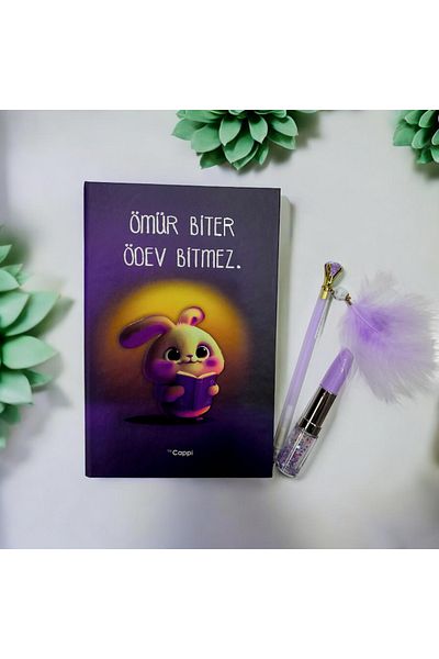 ÇİLEKHOMEAVM Copertă rigidă orală scrisă PURPLE Jurnal de amintiri Carte de memorie zilnică stilou cu pene de piatră și stilou pentru ruj