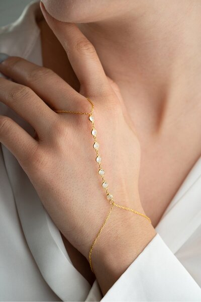 ESSARE 925 Ayar Gümüş Gold Kaplama 5 Mm Yuvarlak Sıralı Zirkon Taşlı Şahmeran...