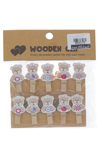 Happystore Set of 10 Mini Wooden Teddy Bear Picture Pegs