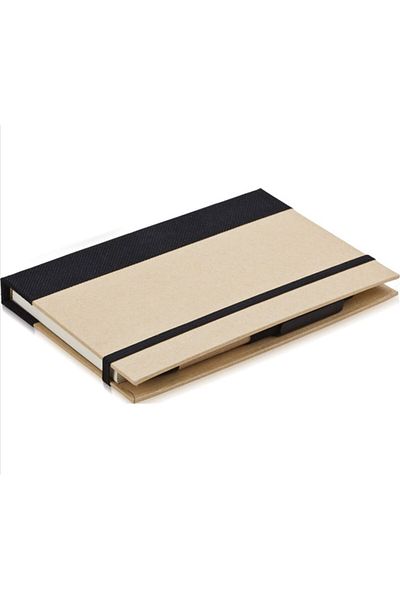 Copyder Black Color Stylish Note Holder - Partial Fabric Cover, Hard Cover, Adhesive - 17.5 X 12 X 1.5 cm