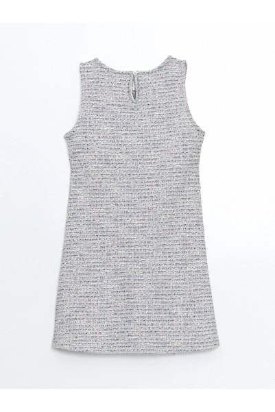 LC Waikiki LCW Kids Gri Bisiklet Yaka Kız Çocuk Tüvit Elbise