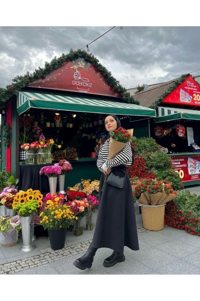 Trend Marfa Γυναικεία Puff Scuba Flared Hijab φούστα