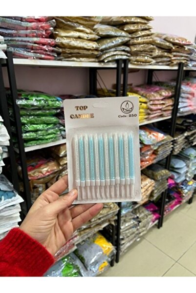 BALON HOME Kısa Makaron Renkler ve Simli Pasta Mumu Çeşitleri (12Adet) Doğum ...