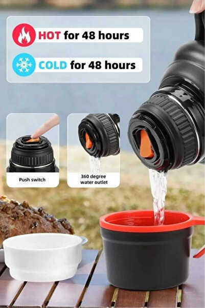 Elista Stainless Steel 3.2 Liter Thermos Bottle 24 Hours Hot 48 Hours Cold Camping Picnic Travel with Handle and Strap