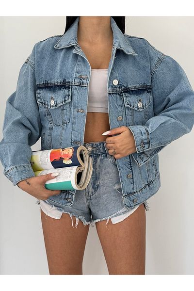 Ekim Store Jachetă albastră de blugi Boyfriend