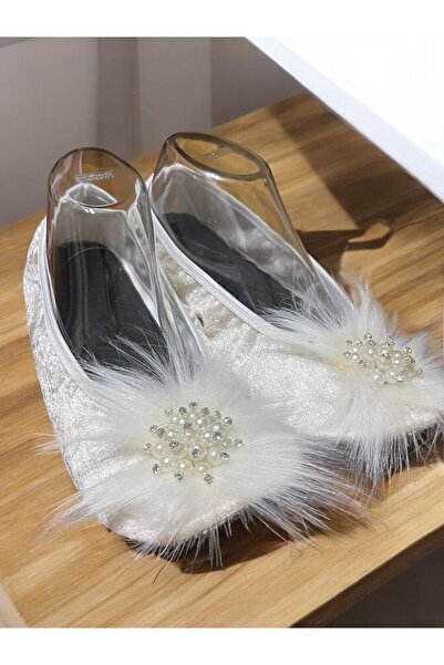 özmel home dekor Special Stoned Velvet Coated Furry   House Slippers Booties