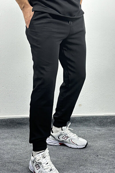 ARL Black Sweatpants with Elastic Waist and Drawstring - Elastic Leg - Pockets