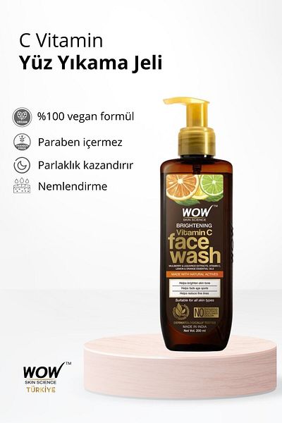 WOW Skin Science Vitamin C Face Wash Gel 98.7% Natural Ingredient – Brightening, Purifying, Skin Smoothing
