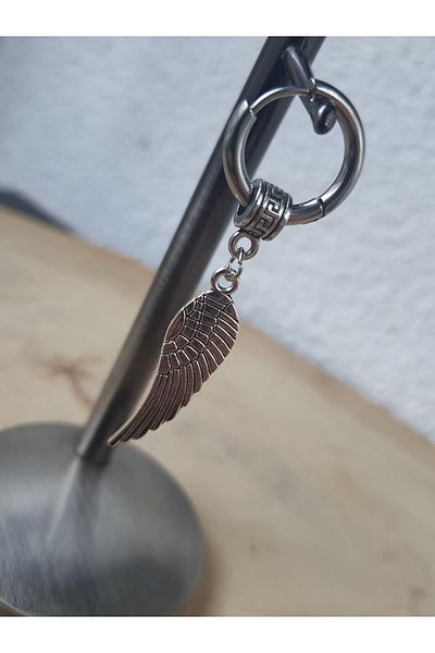 kurukafagift Stainless Steel Hoop Men's Earrings with Angel Wing Charm