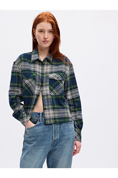 GAP Kadın Yeşil Crop Gömlek