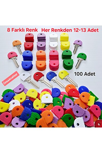 ÜNSA Anahtar 100x Mantar Anahtar Başlığı Yale Plastik Başlık Anahtarlık Karış...