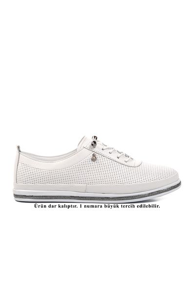 Voyager White Genuine Leather Women's Casual Shoes 7876 Z