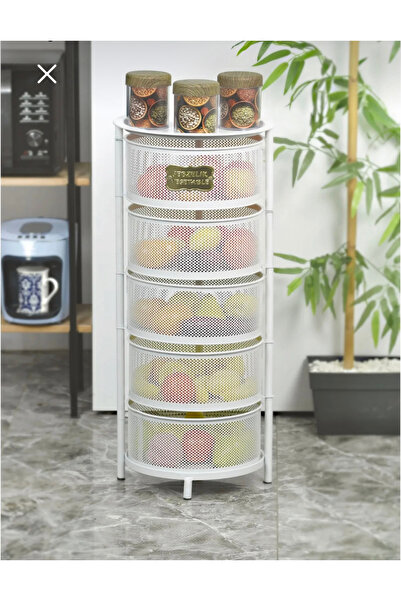 Home 2457 5 Katlı Metal Açilır Kapanır Paslanmaz Sebzelik Beyaz