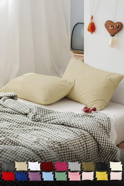 TeksNil Home |   Απλή Βαμβακερή Μαξιλαροθήκη 2 τεμαχίων Μπεζ |   50 Χ 70 εκ. με κάλυμμα |