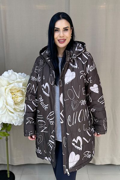 GÖKSEL Khaki Colored Love Design Large Size Coat