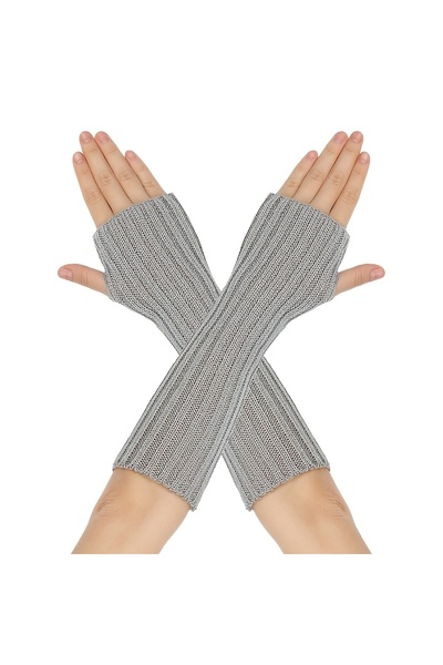 Pamphylia Gerçek Kaşmir Yün İkili Kesik Parmak Uzun Kolluk Eldiven