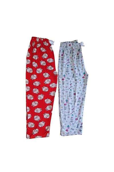 Gülfirik Tasarım Large Size Women's Micro Suede Textured Fabric Set of 2 Lower Pajamas