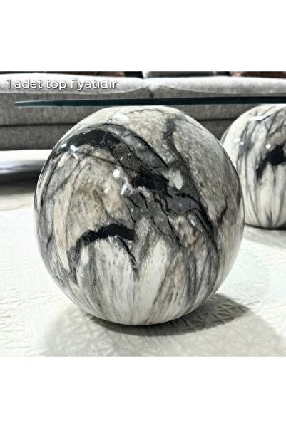 Velura Home & Living Diana Traverten Mermer Desen Kaplama Top Sehpa & Sehpa A...