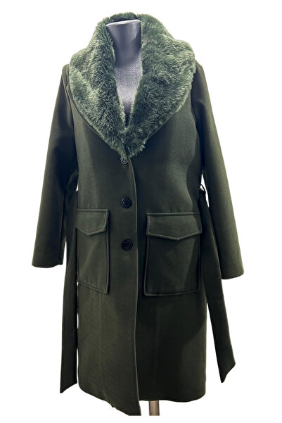 KTN Good Quality Women's Spoon Coat with Normal Mould Collar Fur Button