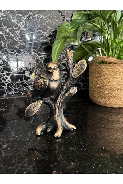 MGS COLLECTION Dekoratif Dalda Kuş Biblo Siyah Takım