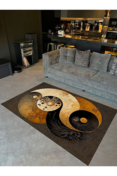 Rugs Modern Halı Kubilay Koleksiyonu Gri Tonlar Soyut Ying Yang Tema Desenli ...