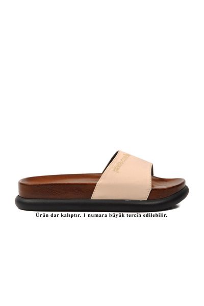 Pierre Cardin Μπεζ Γυναικείες Παντόφλες - PC-7272 Z Model