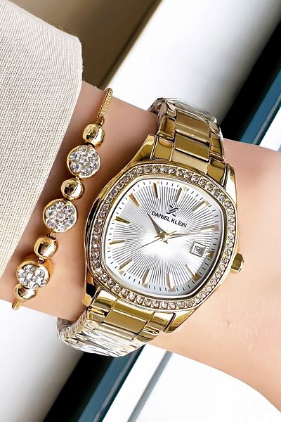 Daniel Klein New Season Waterproof Gold Color Women's Wrist Watch - Gift Bracelet with Steel Band Dkby2028C1