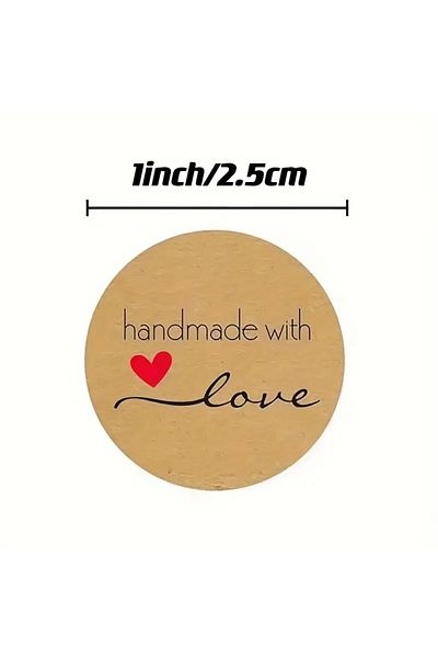Onomo Kraft Handmade Love Sticker 2.5cm 50 Pieces