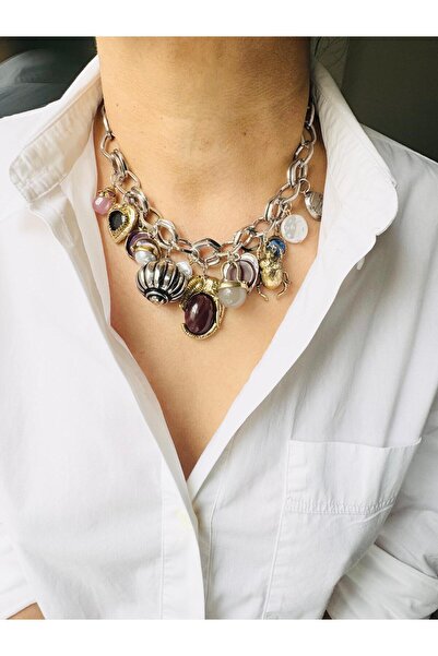 DEVİ fashion Charmlı Silver Kolye