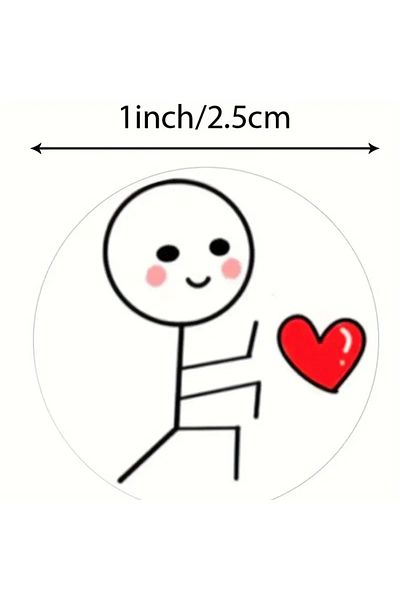 Onomo 2.5cm Match Man Heart Sticker - 50 Pieces