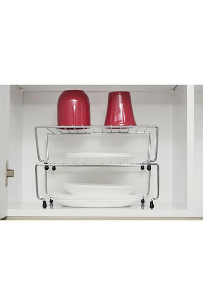 EMA HOME Small Size Kitchen & Bathroom Organizer - Expandable Chrome Shelf Cabinet