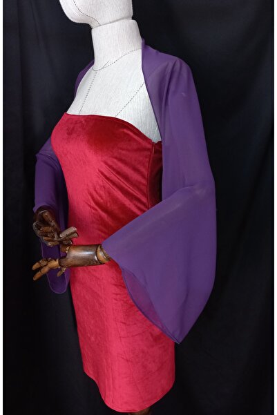 Qrsln Σάλι με μανίκια Amylee Purple Chiffon