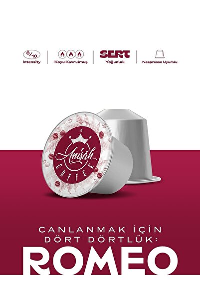 Anisah Coffee Romeo Kapsül Kahve | 10'lu | Nespresso Uyumlu | Alüminyum Kapsül