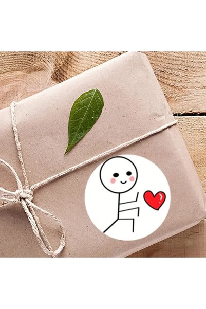 Onomo Life Matchstick Man Heart Sticker 2.5cm 50 Pieces