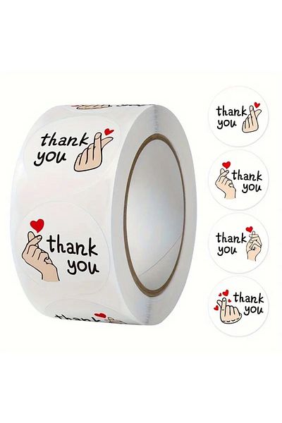 Onomo 2.5cm Hearted Thank You Sticker - 50 Pieces