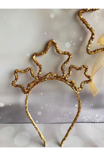 Magu Gold Sequined Star Girl's Crown
