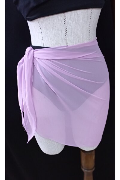 Qrsln Daisy Lilac Chiffon Short Pareo