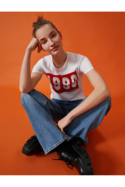 Koton Γυναικείο εμπριμέ μπλουζάκι Βαμβακερό