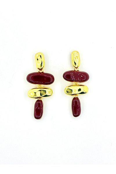 Epic Gold Red Dangle Women's Earrings