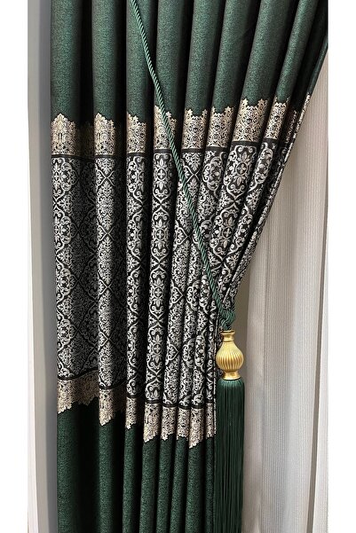 Turgut Perde Pano Fon Perde Zümrüt Yeşili 1/3 Sık Pileli (TEK KANAT)