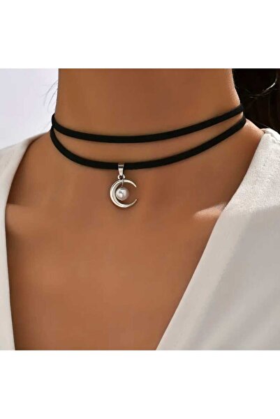 Bacoss Moon Choker Necklace with Pearl (Bc-1161)